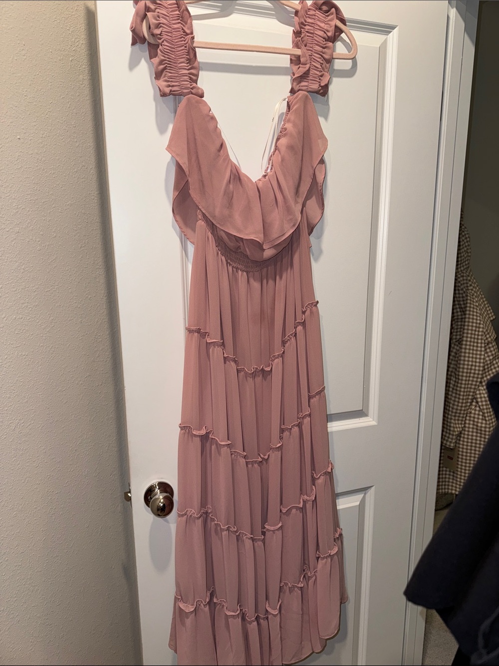 Lulu's Dusty Rose Ruffled Tiered Maxi Dress